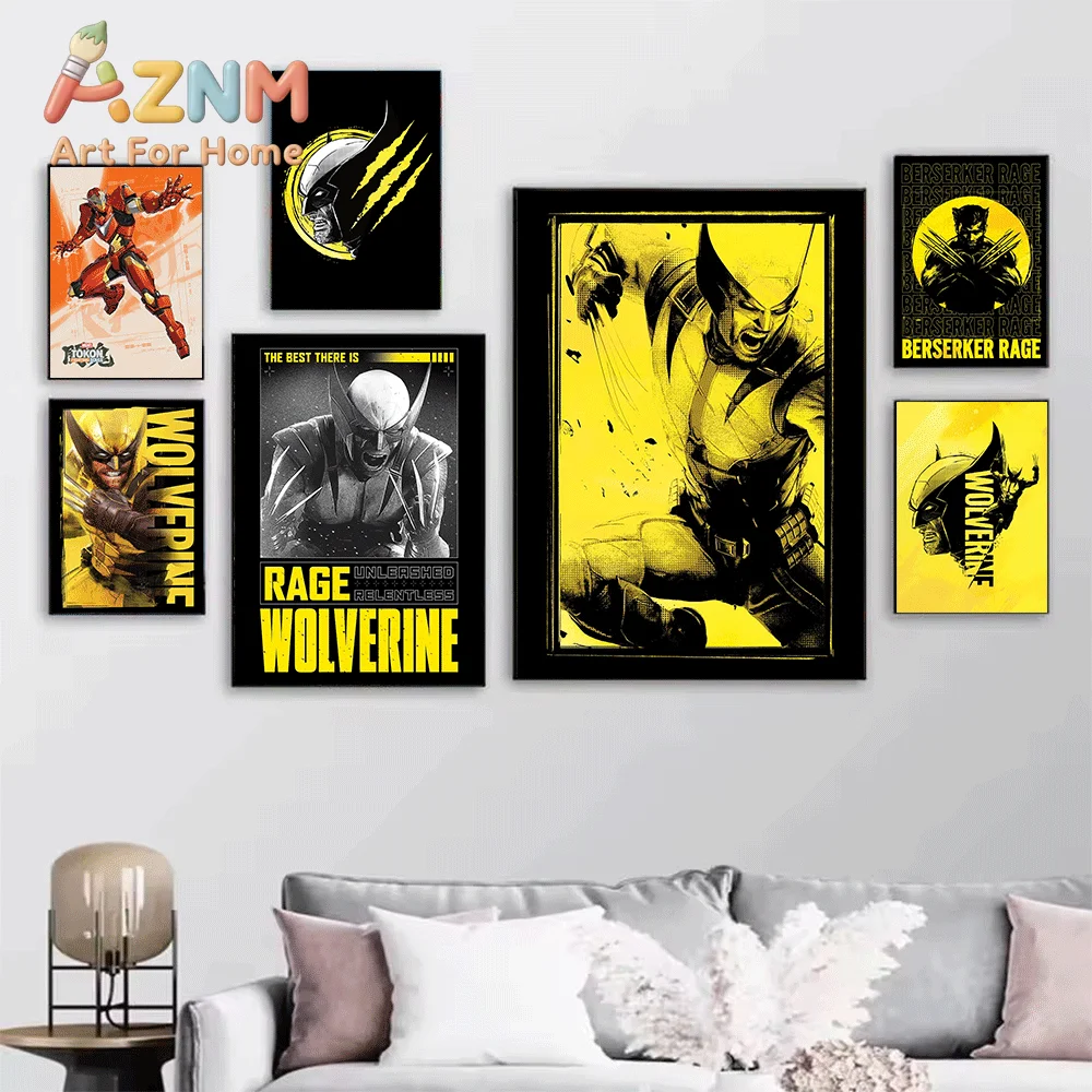 AZNM Wolverine X-Men Canvas Wall Art Unframed Print Home Wall Decor Poster Marvel Superhero Fans Bedroom Decoration