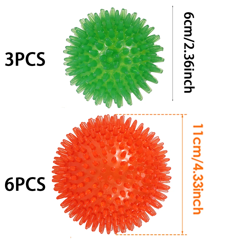 3Pcs cani phonation Chew Spiky molare Ball Soft TPR Squeaky Ball Toys Floatable Pool Toy Toss Fetch per cani di piccola e media taglia