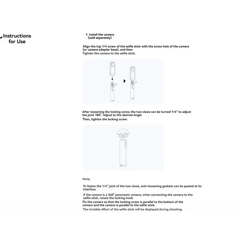 B04C-For Insta360 Mini Tripod Selfie Stick Remote Kit 2.0 With 1/4Inch Mount For Enhanced Photography And Videography