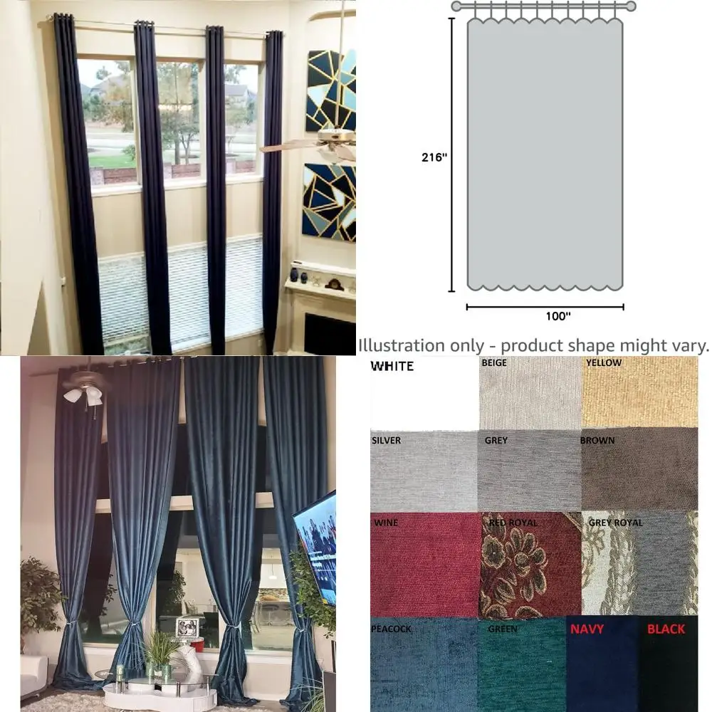 Custom Made Extra Long Heavy Thick Luxury Velvet Curtains, 12-24 Feet, Brown, Green, Gray, Wine Beige