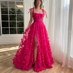 Lrosella elegante Applique pizzo Tulle colletto quadrato spalline abiti da ballo per le donne a-line abito formale su misura