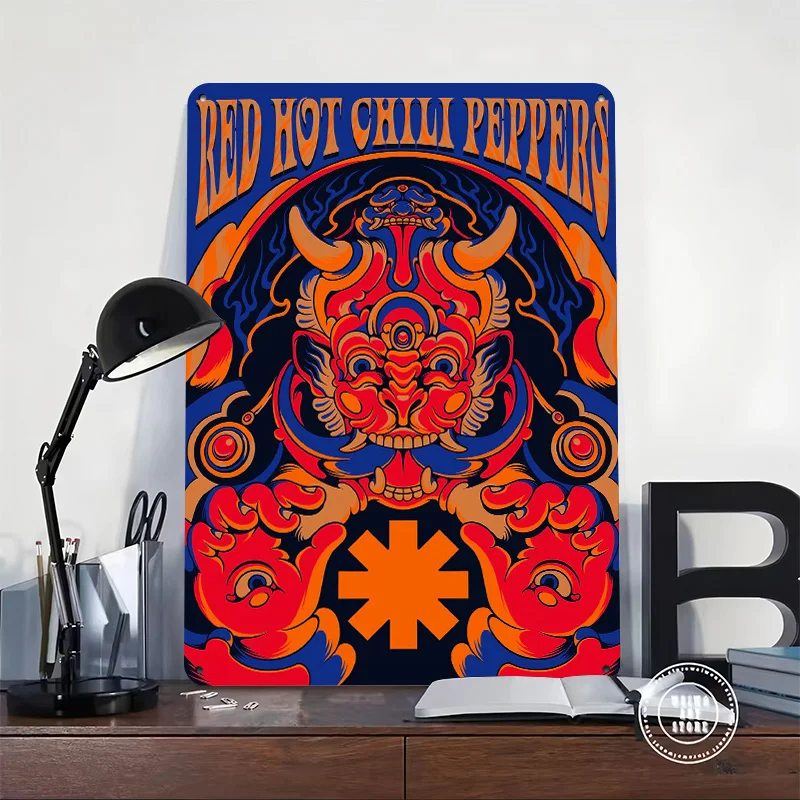 Red Hot Chili Peppers 3D Printed Texture Poster Personalized Wall Art Retro Metal Tin Signs for Interior Accessories House Bar