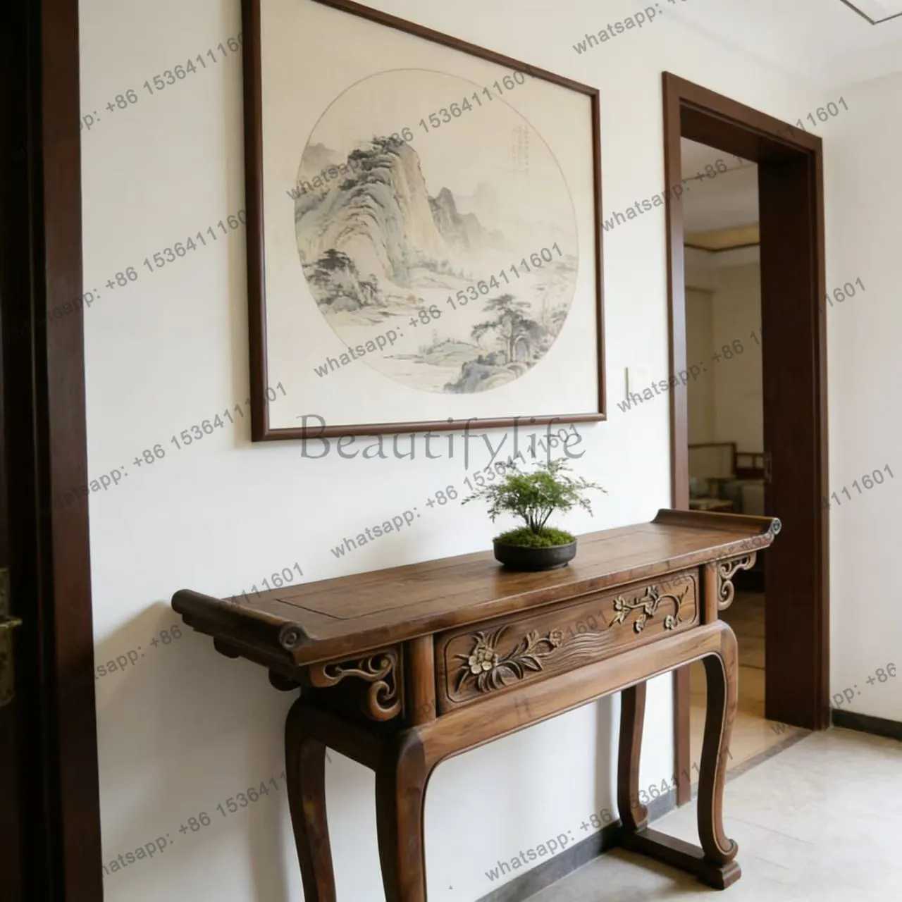 New Chinese-style North American black walnut porch table upturned strip case Household solid wood incense case