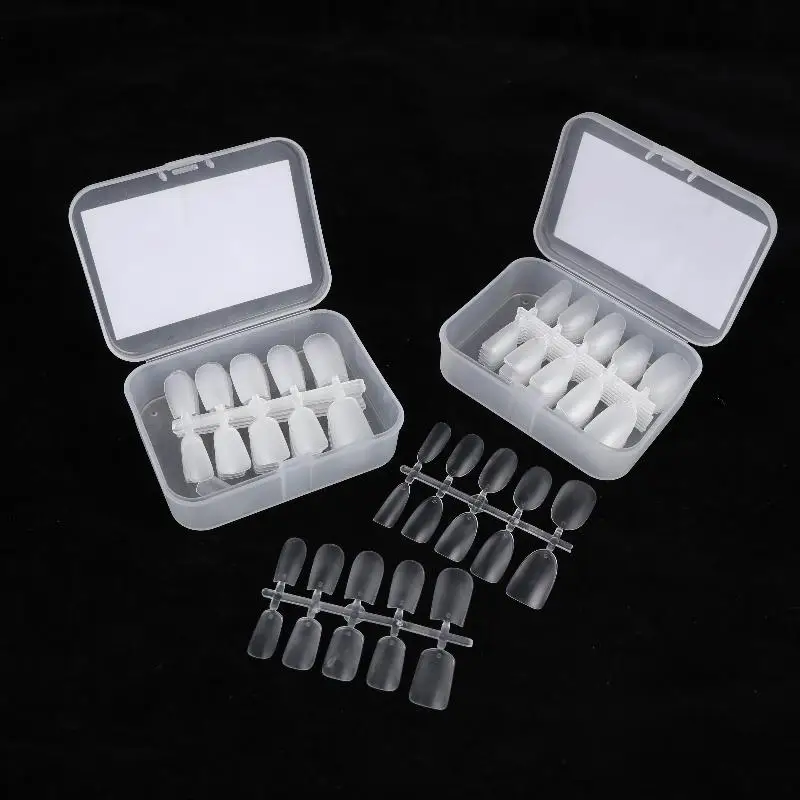 100PCS/Box Clear Coffin Press On Nails - Artificial False Nail Tips with XS/S/M Sizes, Manicure Extension Tools for DIY Salon