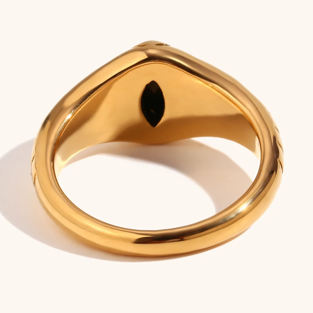 La. Muses Classic horse eye shape black zircon Water Ripple Road rings premium stainless steel jewelry Woman accesories gift