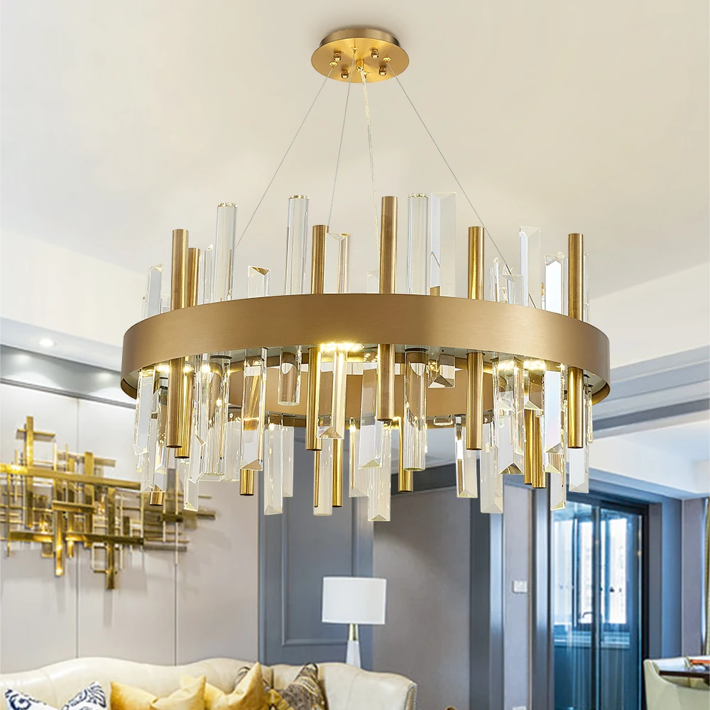 Led Crystal Chandelier For Living Room Modern Home Decor Light Fixture Round Bedroom Hanging Lamp Luxury Gold Cristal Lustre