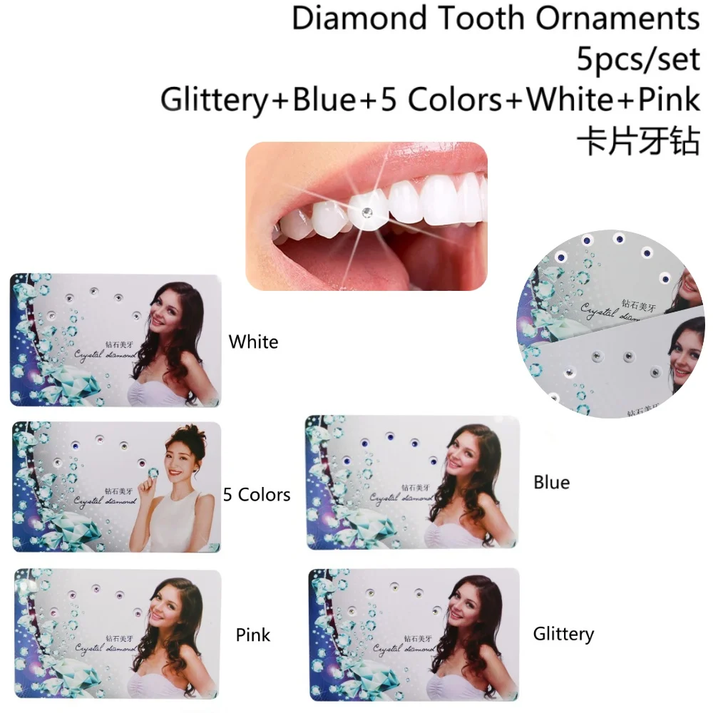 HBC 5packs Dental Tooth Gems Crystal Diamond Ornament Teeth Jewelry Gem Decoration Oral Hygiene Tooth Decoration