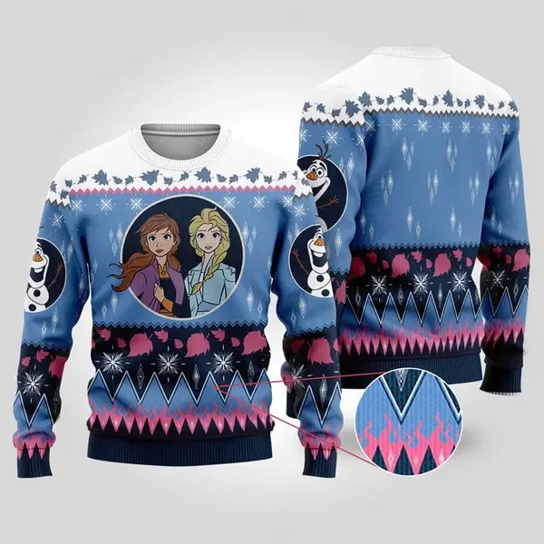 

Frozen Christmas 3D Ugly Christmas Sweater Anna Elsa Christmas Sweatshirt Unisex Pullover Boys and Girls Children Christmas Gift