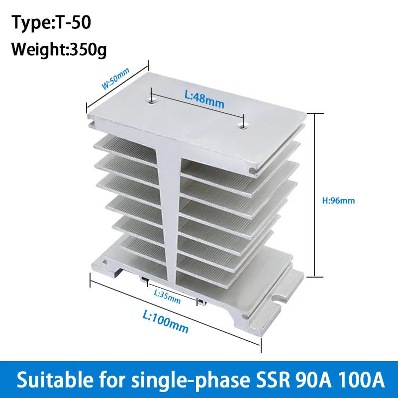 

90A 100A SSR Aluminum Heat Sink For Single Solid State Relay Heatsink F-50