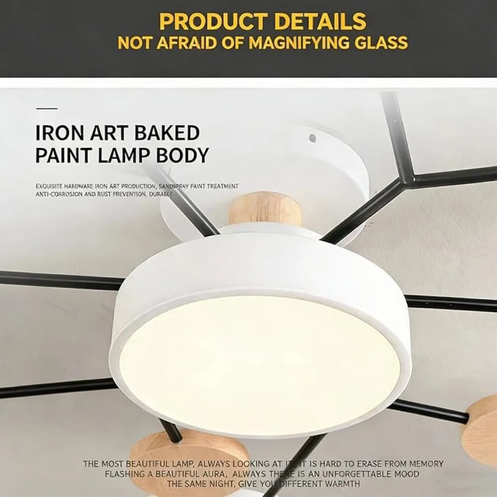 Chandelier Ceiling Light Fixture Wooden Offers Three Color LED Options For Any Room Lights Blends