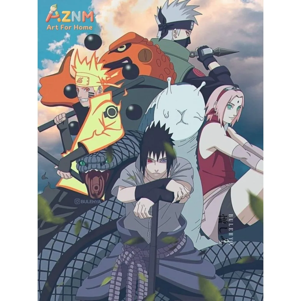 Frameless 1pc Naruto Class Seven New Diamond Painting Cross Japan Cartoon Mosaic Embroidery Rhinestones Home Decor Kids Gift view 5