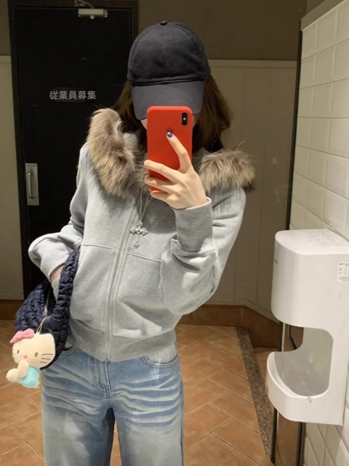 Thickened Fleece Hooded Jacket Women's Casual Outerwear Coat with Removable Fur Collar Winter Warm Zipper Closure Long Sleeve