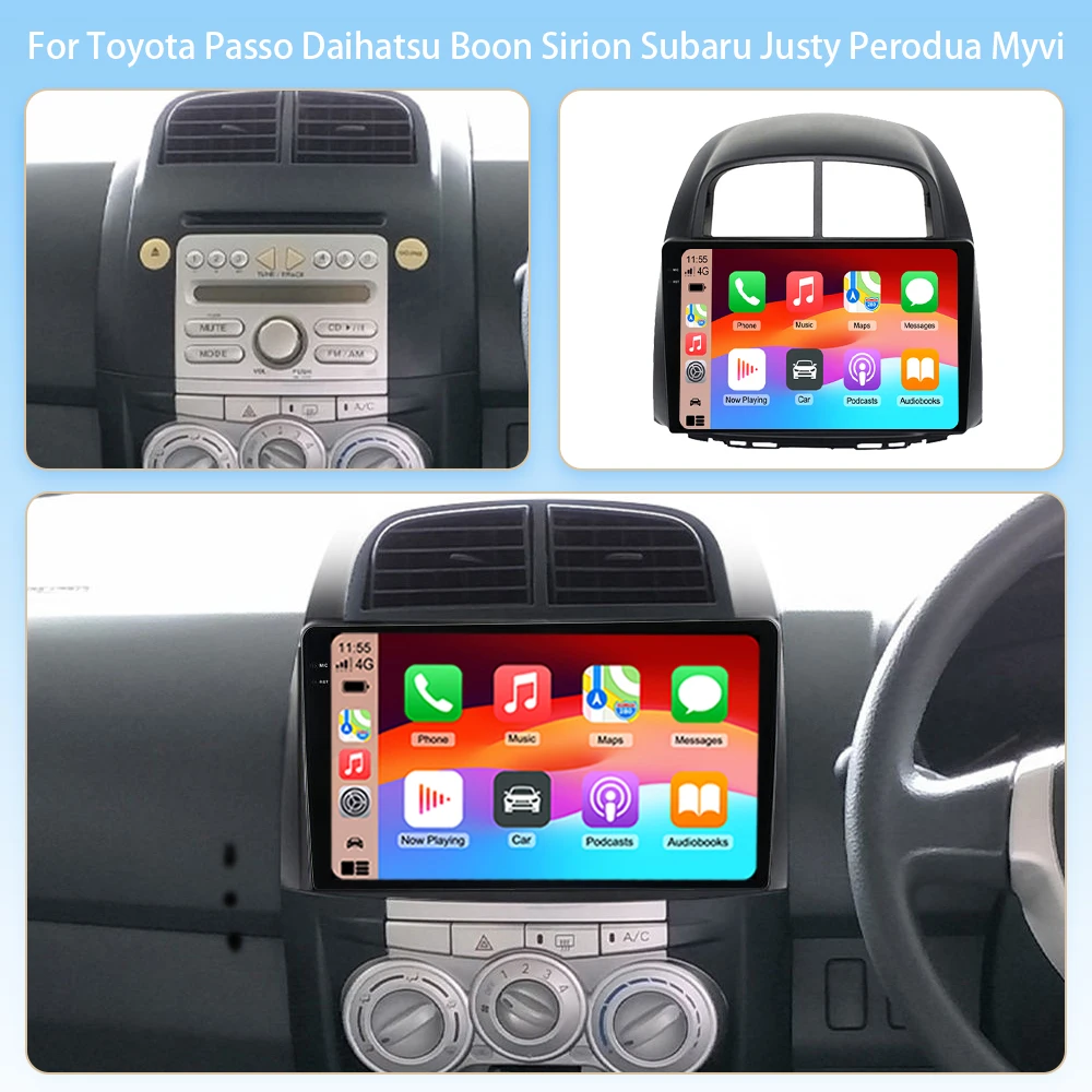 Android 16 Carplay Auto For Toyota Passo XC10 For Daihatsu Boon Sirion 2004 - 2010 Car Radio Multimedia 2Din Stereo Player Video