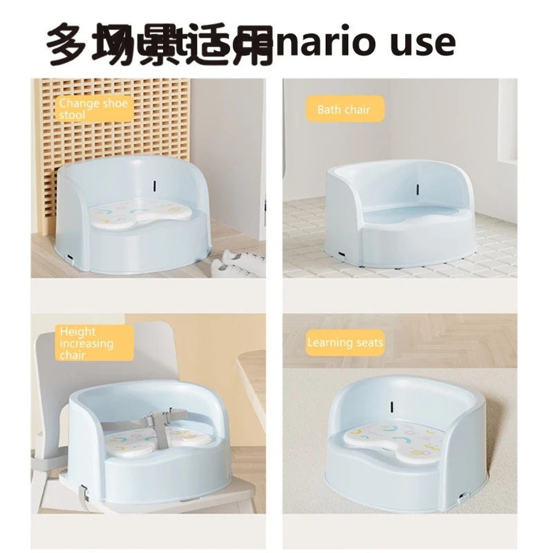 Assento elevatório prático para crianças pequenas, com design semi-fechado, cinto segurança conversível, cadeira banco