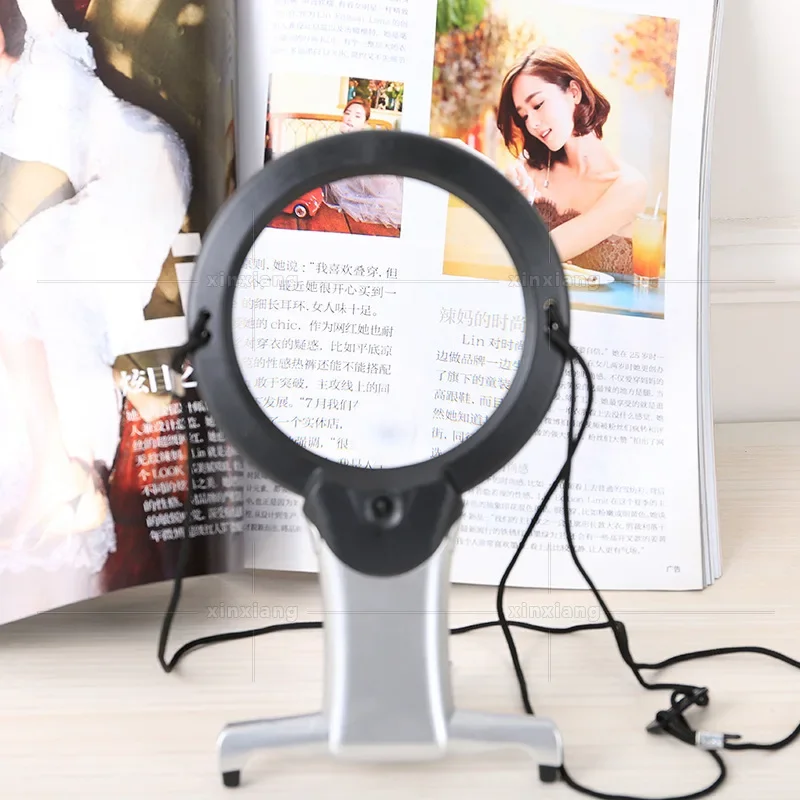 Desktop Magnifier Lamp Flexible Table Led Magnifier Lamp 2.5X 6X Magnifying Glass with Led Light Jewelry Loupe Reading Lupe