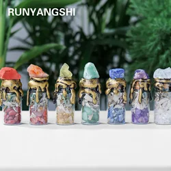 1PC Natural Crystal Measuring Bottle Amethyst Powder Crystal Original Stone Votive Bottle Home Decoration Gift