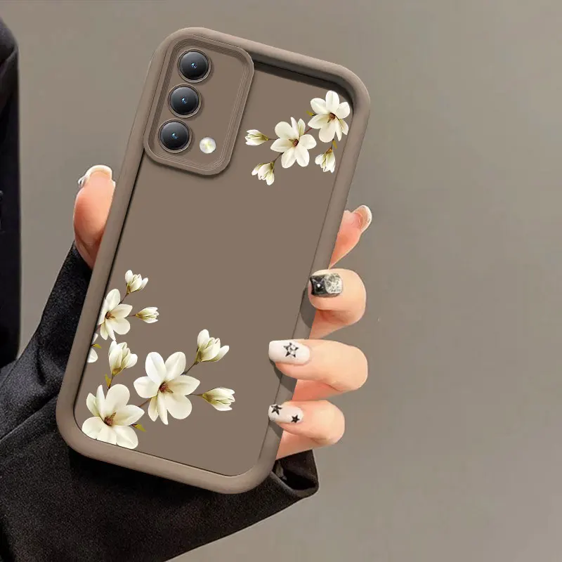 Beautiful White Flowers Case For Infinix Note 40 30 12 G96 Vip Pro Camera Lens Protection Shockproof Silicone Soft Phone Cover