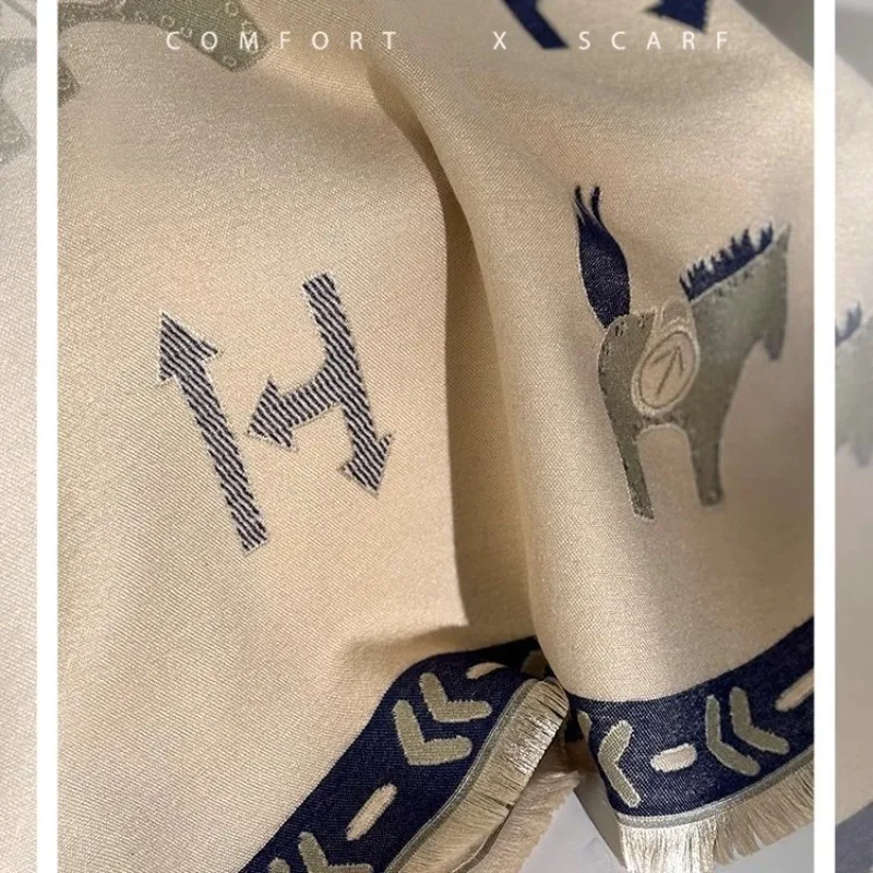 وشاح طويل فاخر 2025 للنساء شتاء دافئ فو الكشمير التفاف اضافية كبيرة سرق لينة أفخم اتجاهين ارتداء شحن مجاني #3