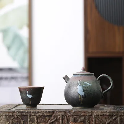 Ceramic Kung Fu Teapot Tea Set Ruihe Chengxiang Xishi Pot Kiln Glow Handmade Vintage Single Pot Pu Erh Tea Maker Infuser Teaware