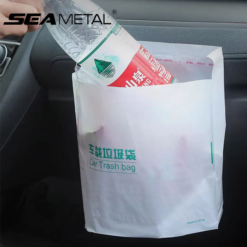 SEAMETAL 20/40pcs Car Bin Bag Cleaning-Bags Can Pasted Portable Transparent-Bag Car Home Kitchen Office Trash Bags Car Accessory