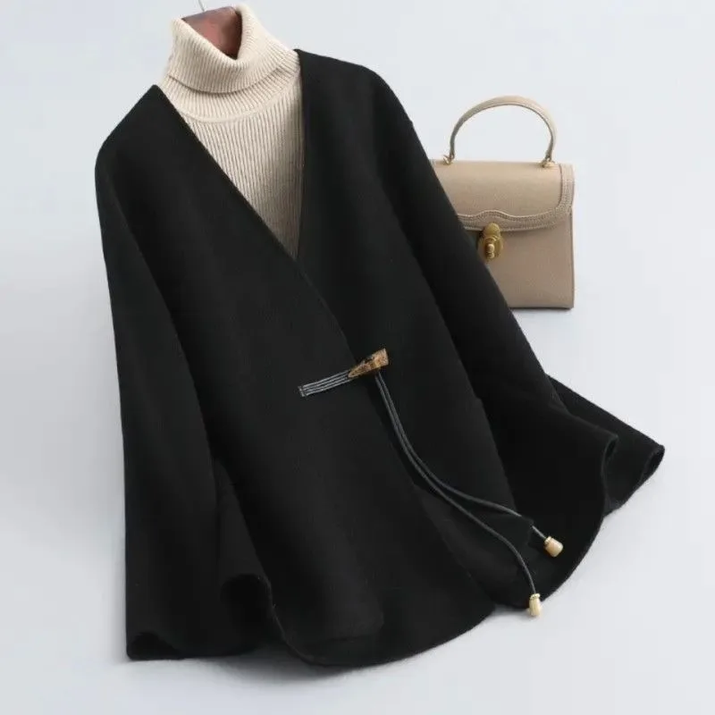 Clearance Women Mother Clothing Horn Buckle National Style Double-sided Woolen Short 2025 New Chinese Style Foreign Style Jacket