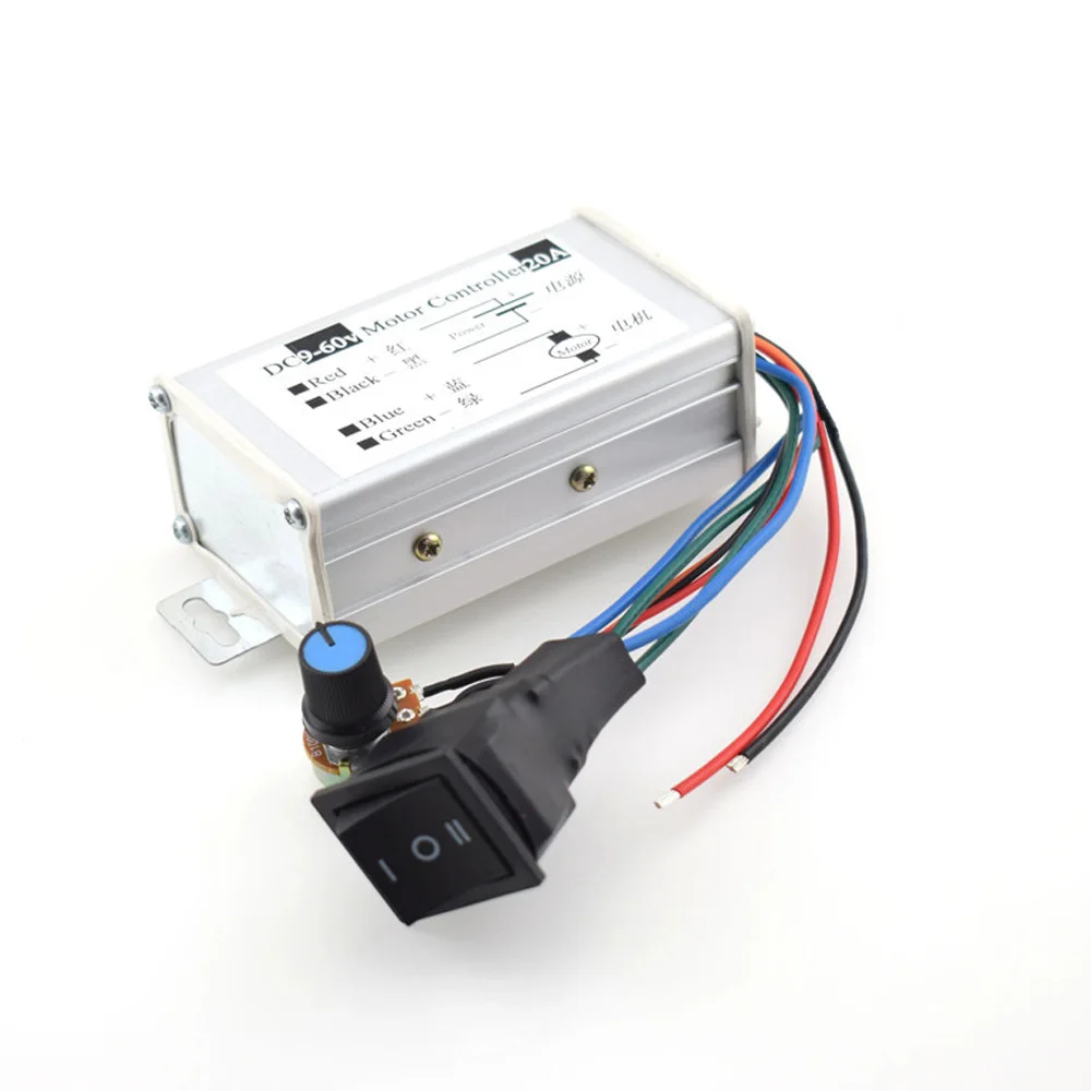 DC9-60V 1200W 20A DC Motor Speed Controller Forward/Reverse High Power PWM Control Switch Motor Speed Regulator Control Governer