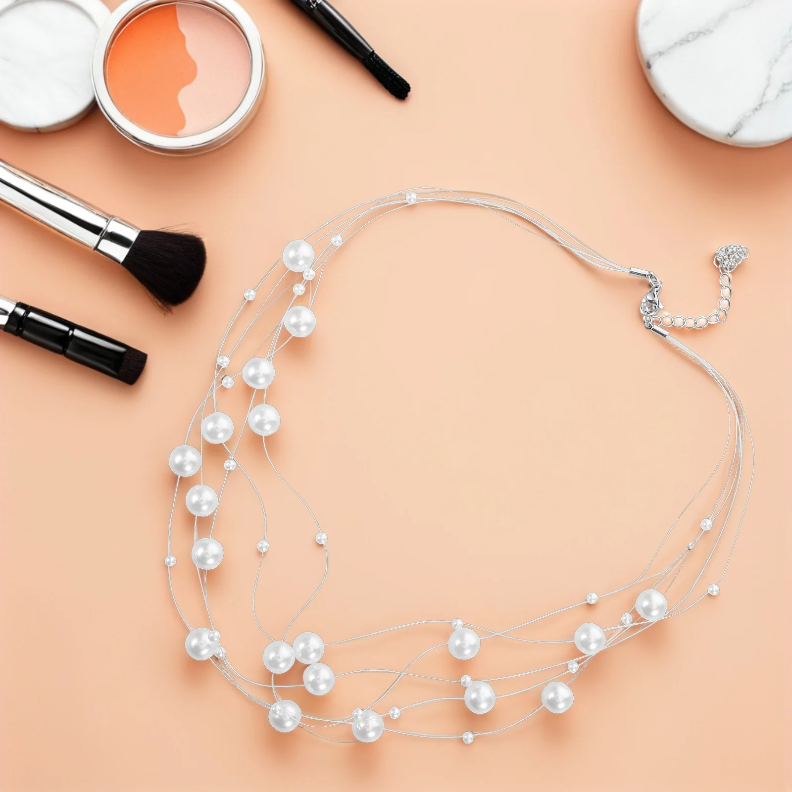 

Vintage Pearl Necklace Layered Faux Pearl Beaded Long Choker For Women Fashion Jewelry Clavicle Chain Statement Accessory