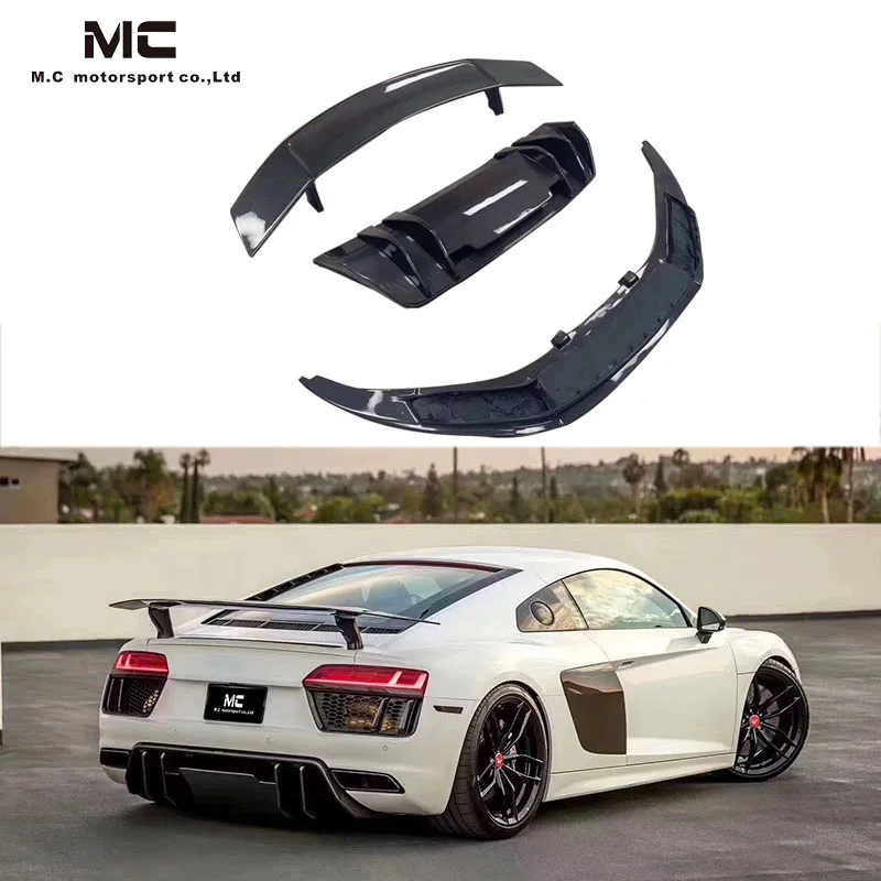 For Vv Style LookFull Kit Including Carbon Fiber Rear Diffuser Spoiler Wing Front Lip Car Body Kits For A R8 V8 V10 2017-2019