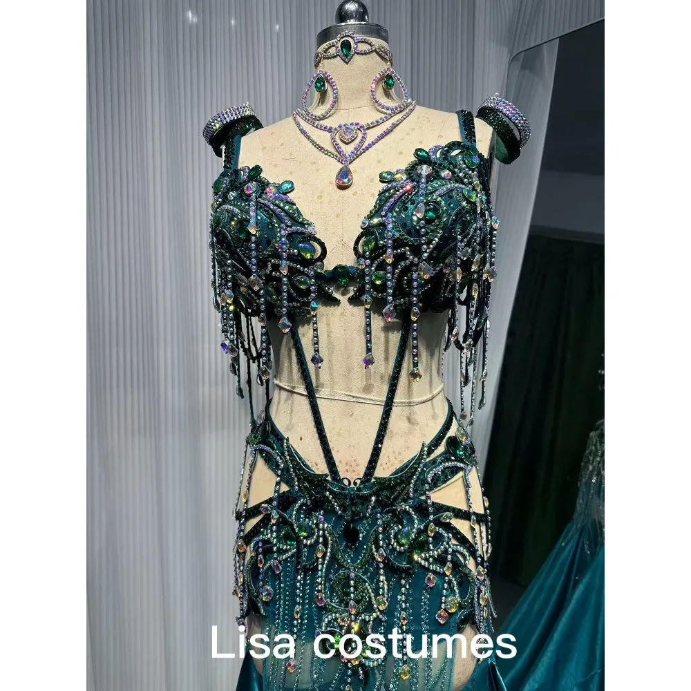 Customized Eastern Bellydance Dress Indian Clothes Women Belly Dancing Bra and Skirt Set Oriental Dance Costume Group Stage Wear