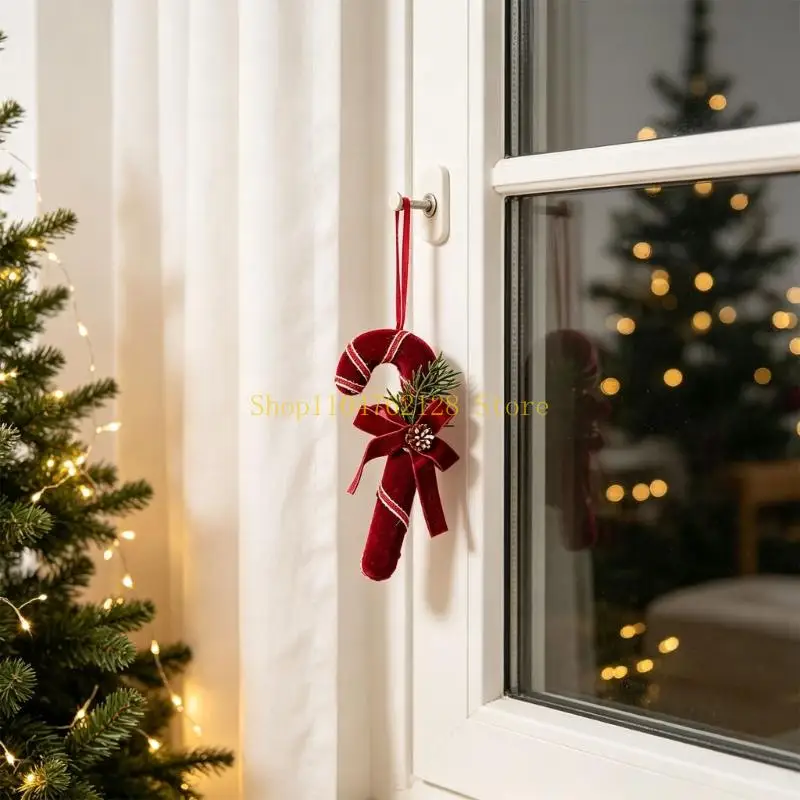 Christmas Hanging Ornament Red Velvety Tree Decoration with Hanging Ribbon and Festival Bowknot for Tree Wreath Display best