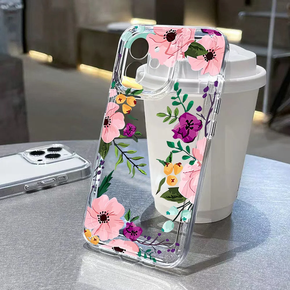 

Silicon Flower Phone Case For iPhone 13 11 Funda iPhone 11 16 14 15 Pro Max 12 XR X XS 7 Plus 14promax 15promax Shockproof Cover