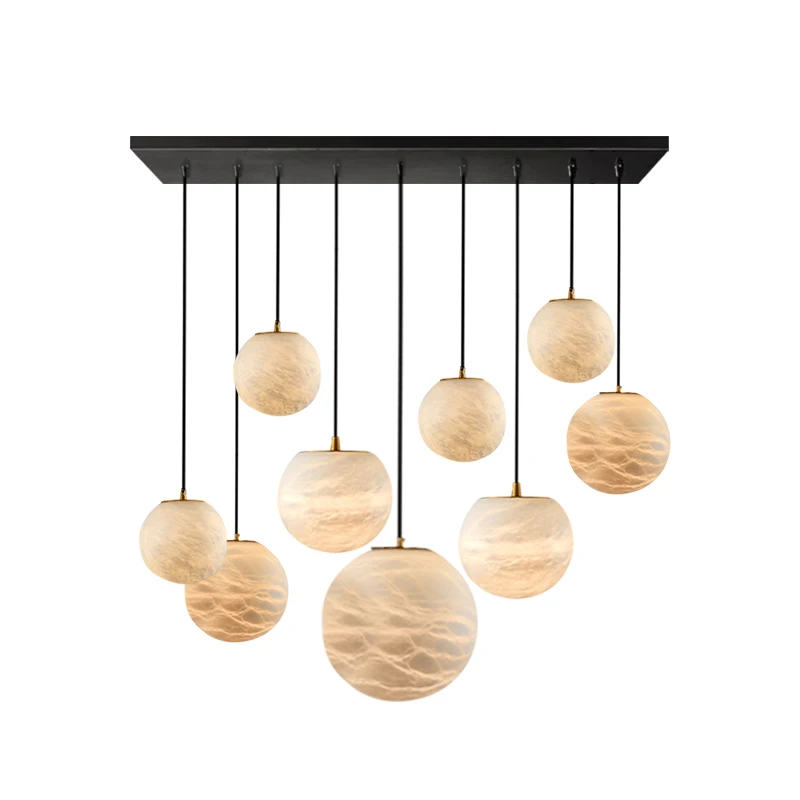 

Elevate Your Dinning Room With Our Marble Globe E14 LED Chandelier Dimming Function White Alabaster Gold Chrome Black Hardware