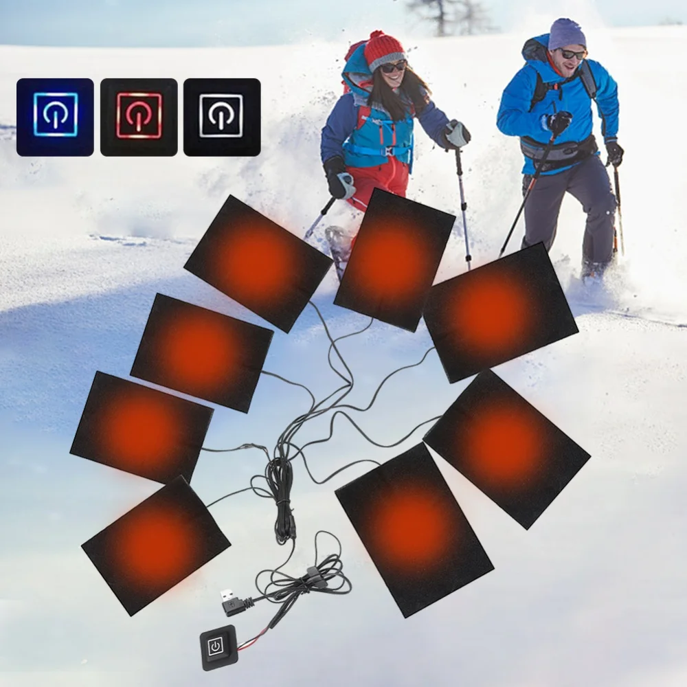 3 Levels Outdoor Thermal Winter Heating Vest Pads USB Heating Pads Vest Heater for Outdoor Winter Camping Hiking Ski Cycling