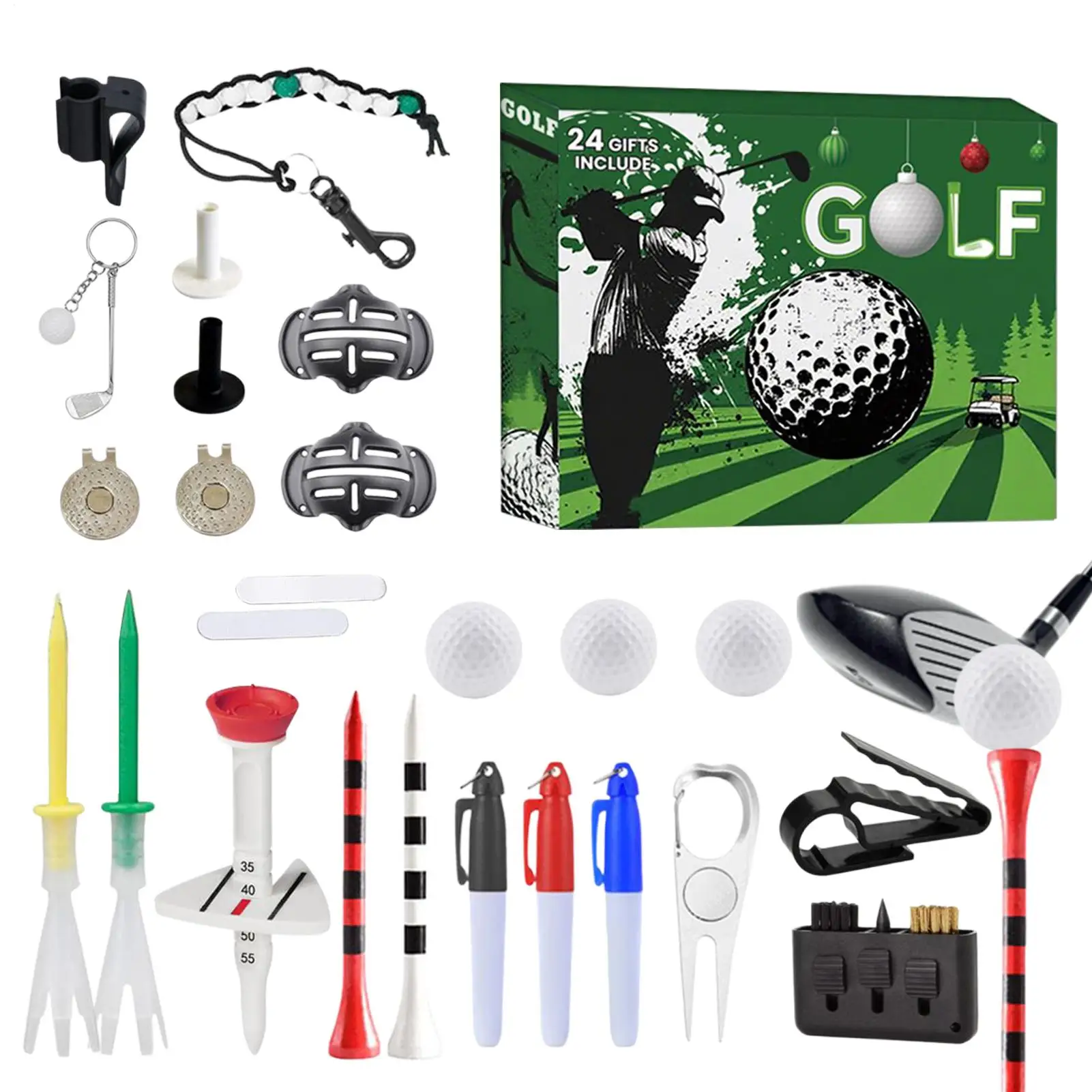 

Рождественский Адвент 24-дневный Рождественский Адвент с мячами для гольфа, футболки, спортивные аксессуары с маркером для мяча на день отца, день рождения