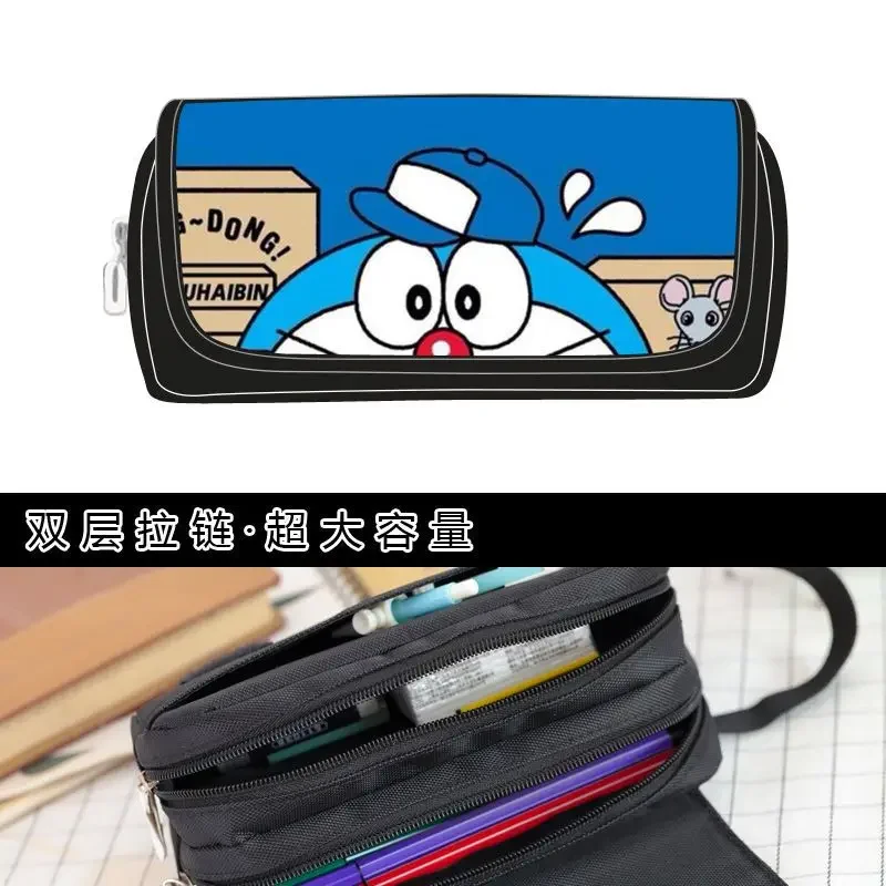 Doraemon Around Tinker Bell Support Stationery Box Pencil Case Male and Female Students Personality Graffiti Blue Fat Gift