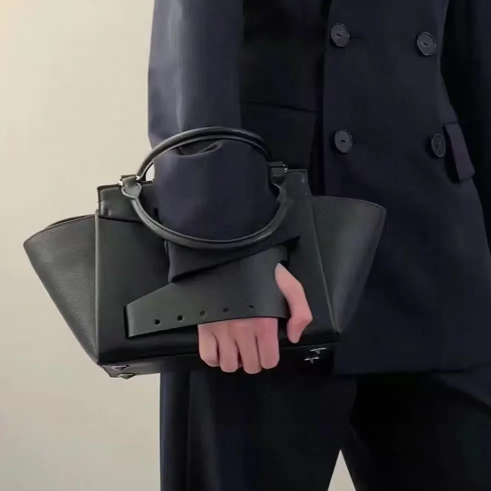 Irregular Cowhide Texture Shoulder Bag for Women