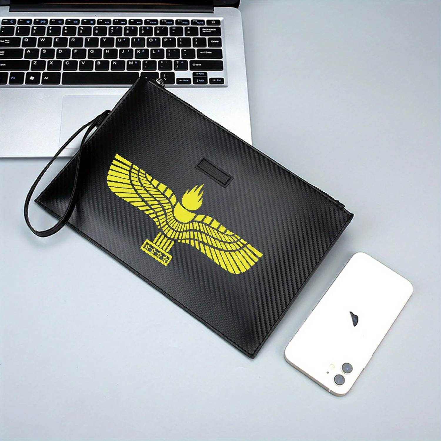 Simbolo delle stelle della fiamma del sole delle ali Borsa da uomo elegante stampata in PU alla moda e pratica per il trasporto quotidiano