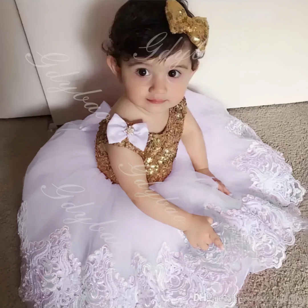 

Милое кружевное платье с блестками и аппликацией для маленьких девочек на день рождения, пышное свадебное платье для первого причастия на заказ