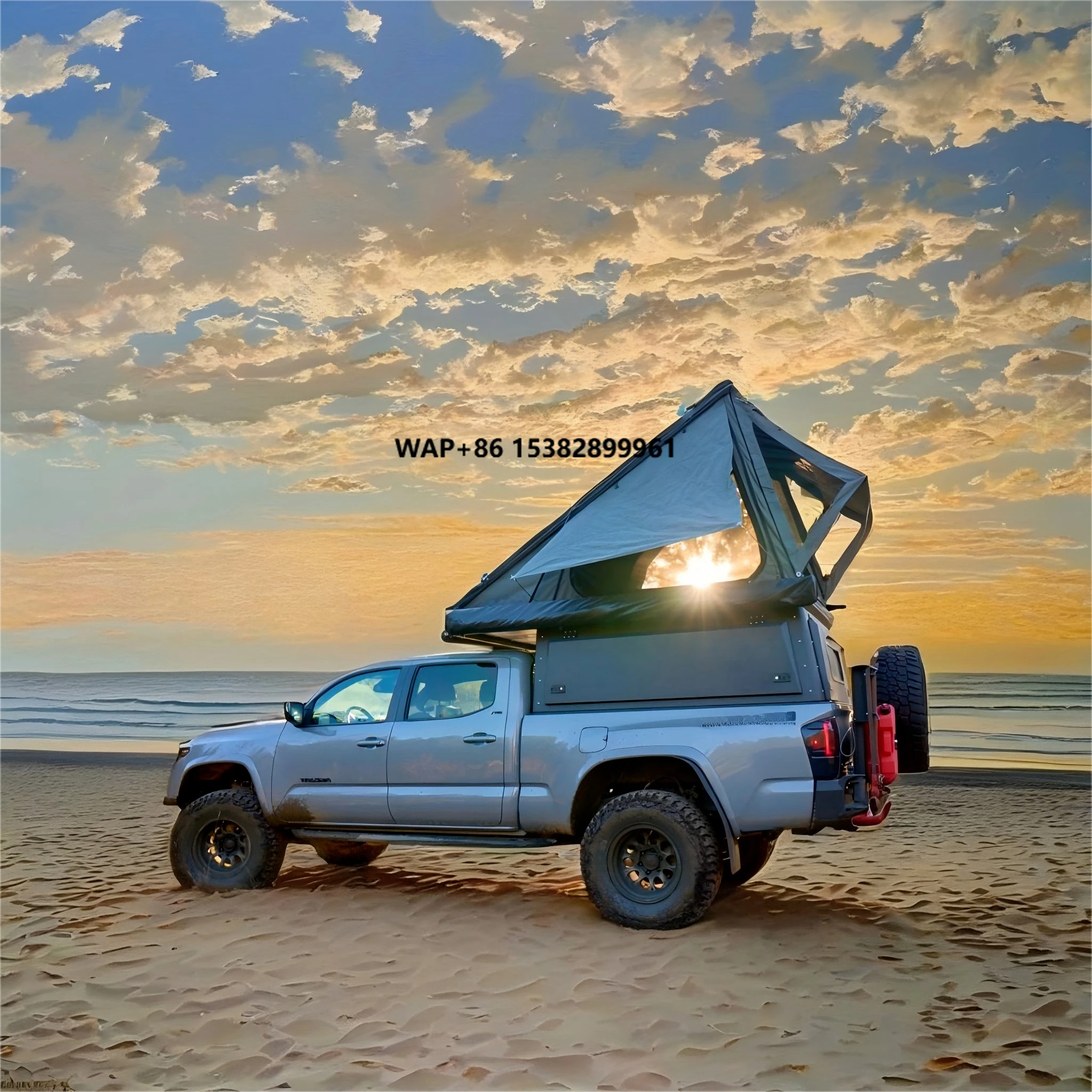 High Quality Tacoma Pickup Truck Bed Aluminum Pop-Up Camper Topper Durable Canvas Fabric Exterior Accessories Car Rooftop Tent