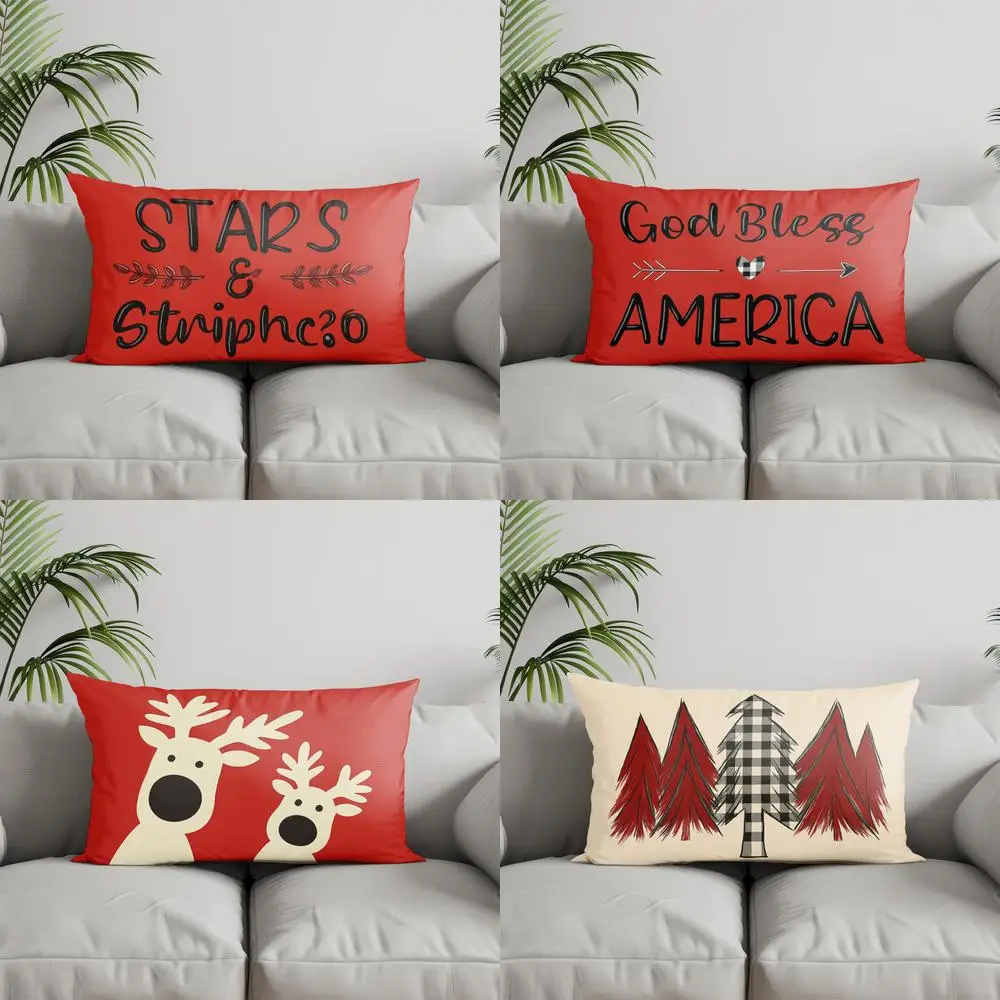 

Подушка с рисунком «Звезды и полосатые» для домашнего декора, подходит для дивана, спальни, автомобиля, наволочка, прямоугольная подушка для спины