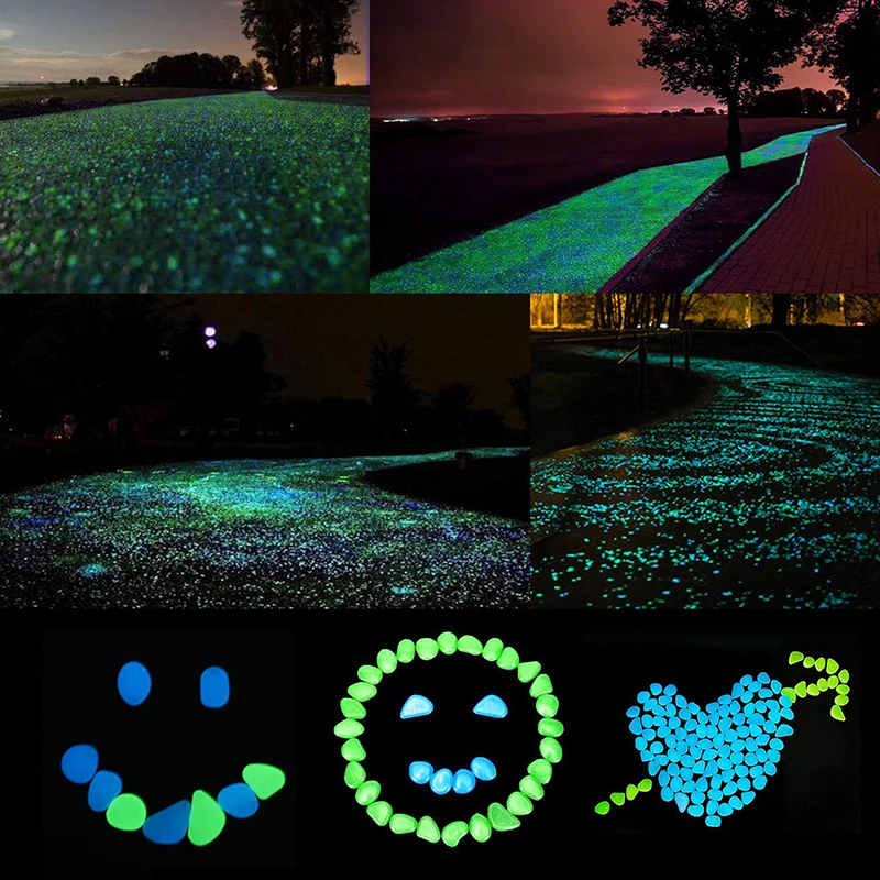 50/100Pcs Glow in the Dark Garden Pebbles For Sidewalk Garden Terrace Lawn Garden Patio Fish Tank Aquarium Decoration Glow Stone