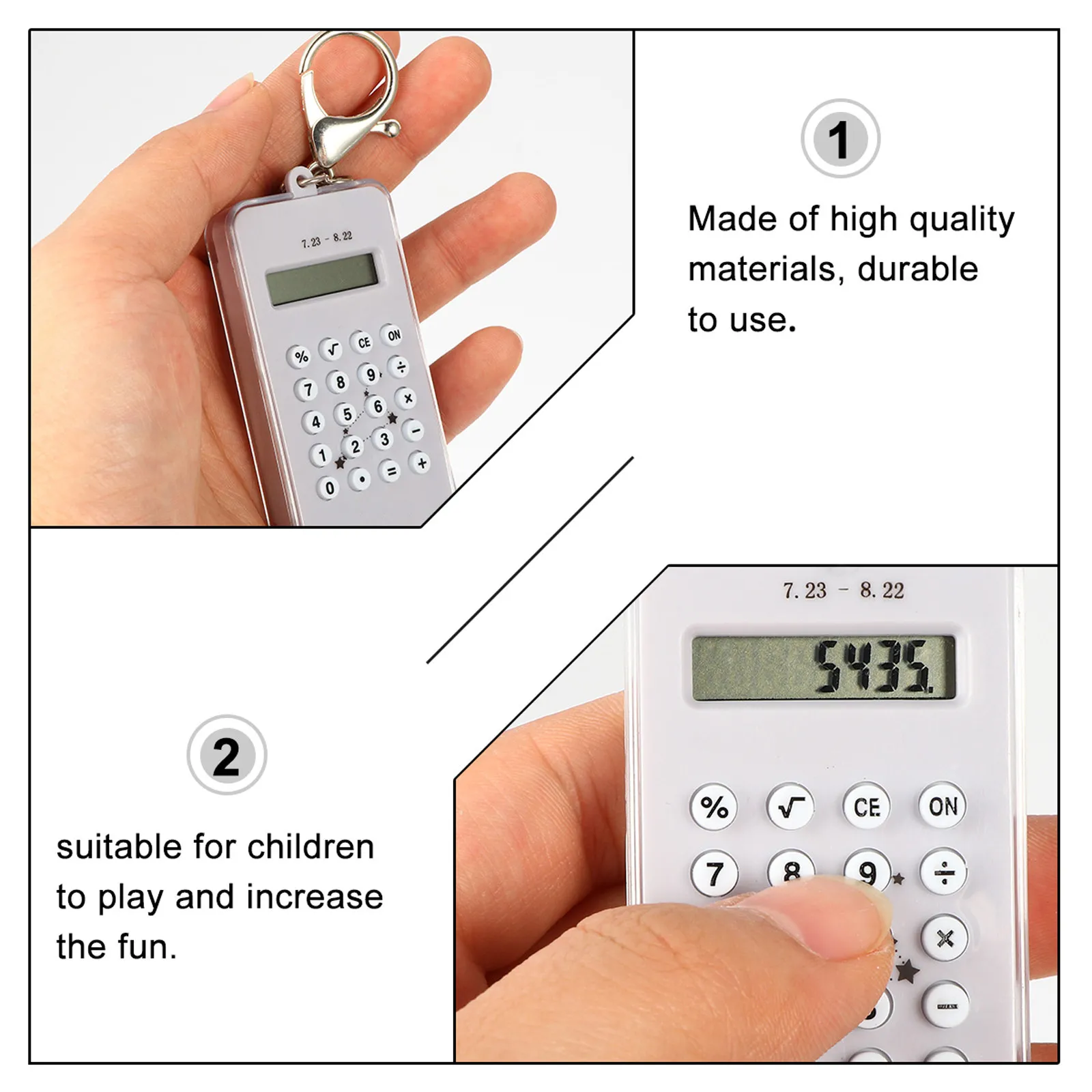 1PC Calculator Keychain Creative Practical Student Cute Decorative Bag Pendant Mini Key Ring Small Light Easy Carry