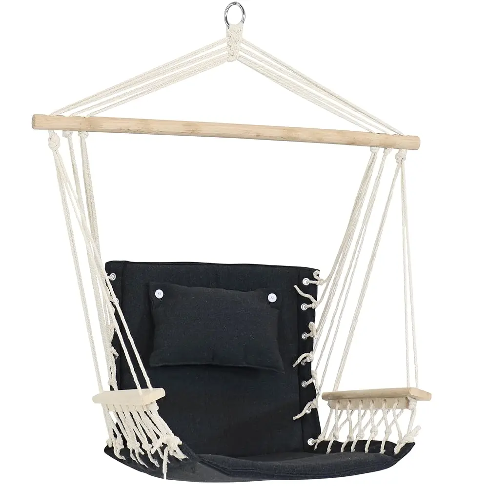 

Outdoor Hanging Hammo Chair With Armrests - Polycotton Fabric - 300-Pound Acity -