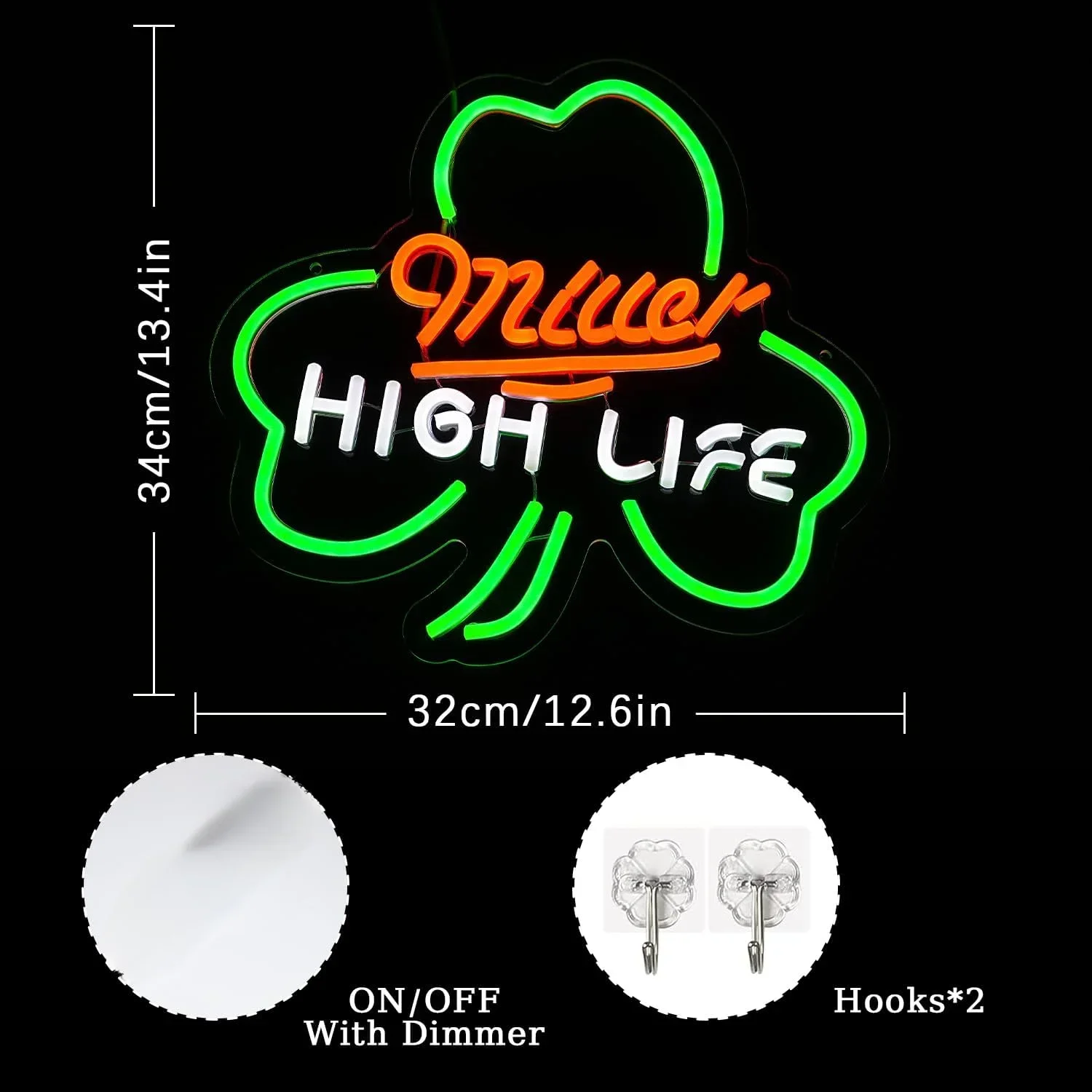 Miller High Life Led Neon Sign USBPowered Dimmable Neon Light For Wall Bedroom Party Man Cave Decor Birthday Handmade Art Gift﻿