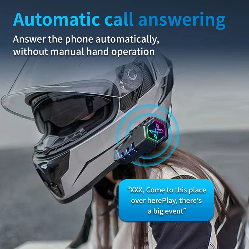 

X20 Motorcycle Helmet Headset Stereo Bluetooth Hands Free Call IPX7 Waterproof 1000mAh with Ambient Light Motor Headphones