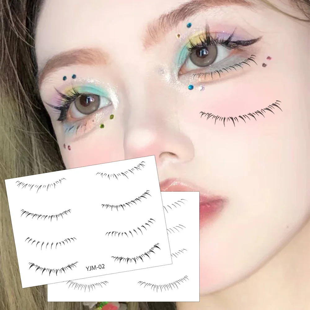 Autocollants de faux cils inférieurs imperméables, patch de tatouage temporaire, extension de cils naturels réalistes, maquillage