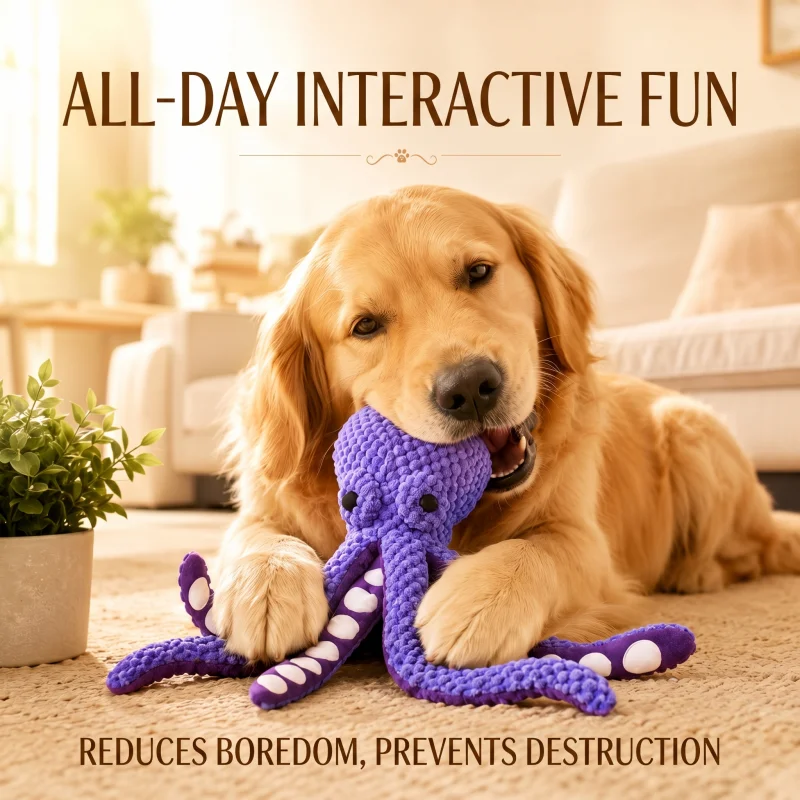Interactive Squeaky Plush Dog Toy - Juguete de Peluche con Sonido para