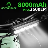 OFFBONDAGE-luz frontal para bicicleta, 2600 lúmenes, 8000mAh, linterna impermeable, carga USB, accesorios para lámpara de Ciclismo de Carretera MTB