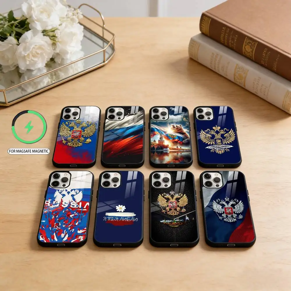 

Чехол для телефона R-Russia с флагом F для iPhone17,16,15,14,13,12,11 Plus, Pro Max, магнитный для беспроводной зарядки Magsafe