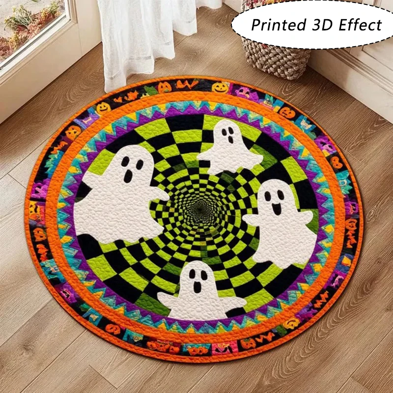 Halloween 3D Optical Illusion Carpet Round Floor Mat Home Decoration Room Rug Entrance Door Mats Living Room Bedroom Rugs Tapete